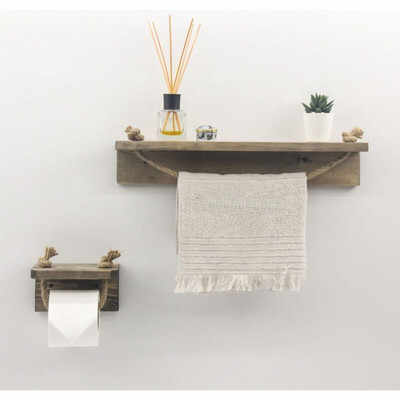 Zemniecisks masīvkoka džutas aukliņu dvieļu turētājs vannas istabas komplekts wc vannas istabas mēbeļu aksesuārs, kas papildina izstrādājumu