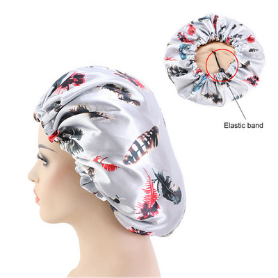 6 Styles dušas satīna miega vāciņš sievietēm Sieviešu skaistumkopšanas apdrukas satīna zīda pārsegs guļamgalvas pārvalks Mīksta cepure