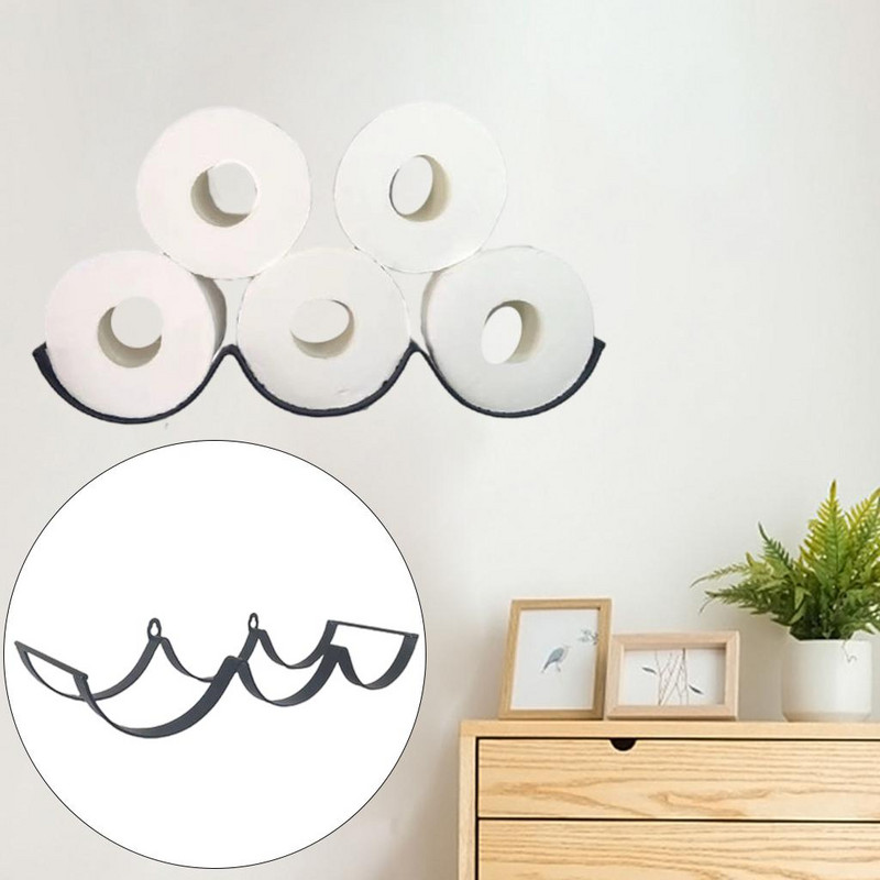 Dzelzs metāla tualetes papīra turētājs pie sienas stiprināms salvešu statīvs vannas istabas glabāšanas groza organizators mājas dekorēšanai