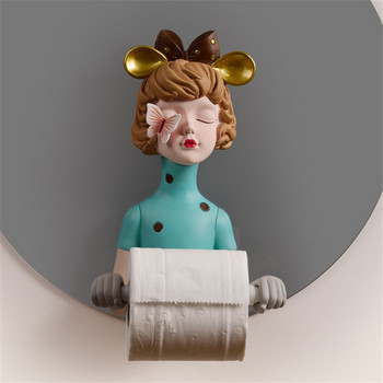 Σκανδιναβικό δημιουργικό κορίτσι θήκη χαρτιού τουαλέτας ρητίνη ρολό θήκη νερού διανομέας μπάνιου διακόσμηση σπιτιού DXUIALOI