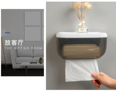 Sienas tualetes papīra turētājs Ūdensnecaurlaidīgs, biezs un izturīgs plauktu paliktnis Ruļļa papīra dvieļu turētājs Divslāņu uzglabāšanas kastes paplāte
