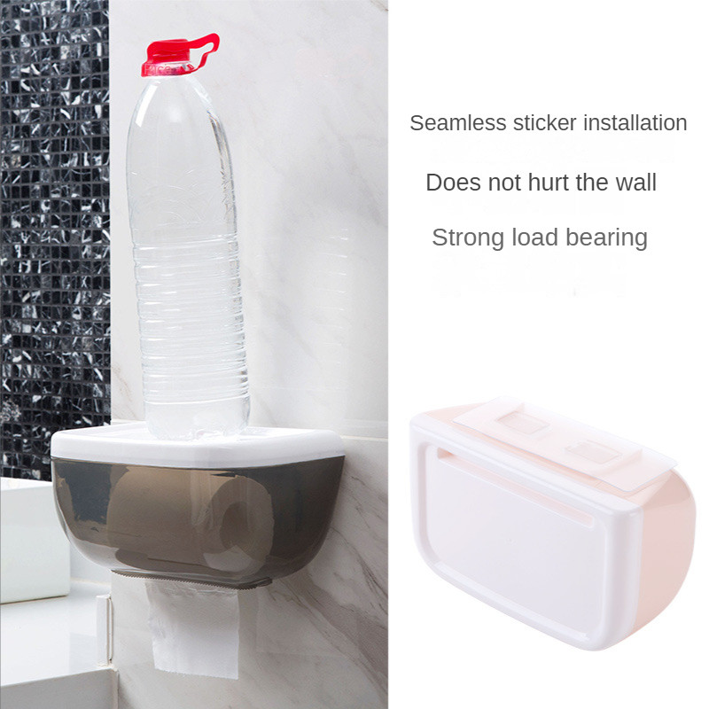 Sienas tualetes papīra turētājs Ūdensnecaurlaidīgs, biezs un izturīgs plauktu paliktnis Ruļļa papīra dvieļu turētājs Divslāņu uzglabāšanas kastes paplāte
