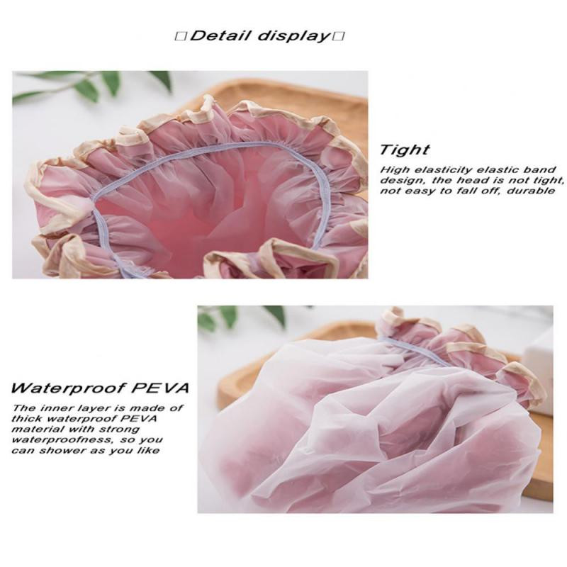 Ūdensizturīga vannas cepure, biezināta ūdensnecaurlaidīga un eļļas izplūdes vāciņš Sieviešu SPA matu salonu piederumi dušas cepure Vannas istabas piederumi 1 gab.