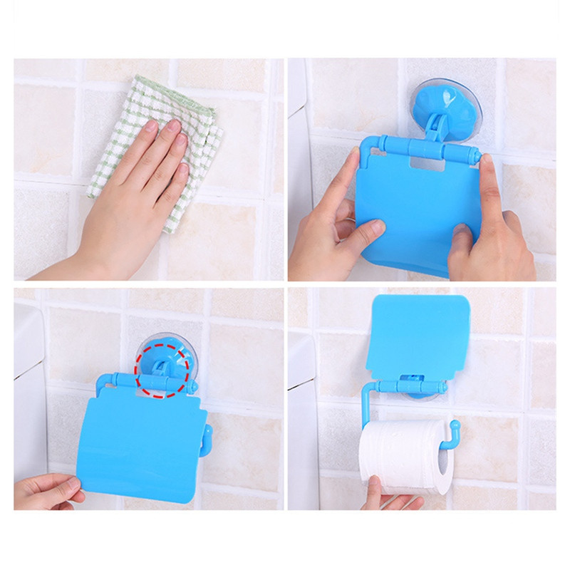 Pie sienas stiprināms plastmasas piesūceknis Vannas istabas tualetes papīra ruļļa turētājs Vannas istabas piederumi Tualetes papīra turētājs