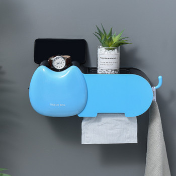 Водоустойчив стенен държач за тоалетна хартия във формата на котка Кутия за тоалетна хартия Аксесоари за баня Ролка Кутия за съхранение на хартия Тава за кърпички