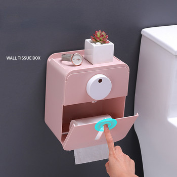 Стенен държач за тоалетна хартия Водоустойчива кутия за съхранение на тоалетна хартия Тава Диспенсър за хартиени кърпи Кутия за кърпички Аксесоари за баня