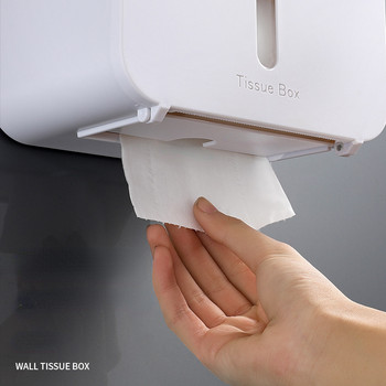 Стенен държач за тоалетна хартия Водоустойчива кутия за съхранение на тоалетна хартия Тава Диспенсър за хартиени кърпи Кутия за кърпички Аксесоари за баня