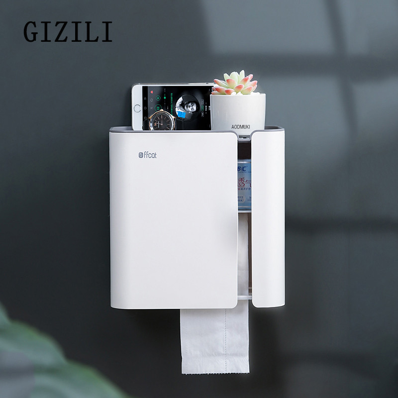 Ūdensnecaurlaidīgs tualetes papīra turētājs sienas pakarināms bezmaksas perforators tualetes papīra turētājs Kosmētikas uzglabāšanas rullopapīrs vannas istabas piederumu komplekts