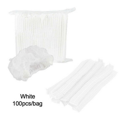 100 kom netkanih jednokratnih elastičnih plisiranih šešira za prašinu Žene Muškarci Kape za tuširanje Za Spa Kape za kosu Salon Kupaonica Brijačnica Hotel