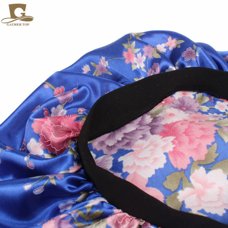 1 gab. Dušas cepures Modes platas joslas satīna pārsegu matu cepures nakts miega cepures turbāns sievietēm, meitenēm, pieaugušiem, elastīgiem