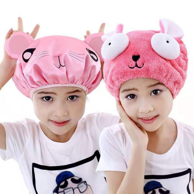 Karikatūras dušas cepure Divslāņu ūdensnecaurlaidīga satīna gudra mazgāšanas cepure bērnu vannas vāciņa galvas pārvalks Eva dušas cepure Radošie modeļi