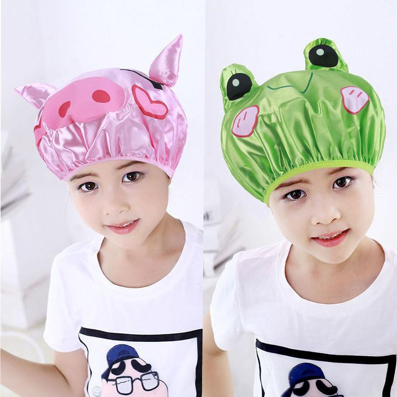 Karikatūras dušas cepure Divslāņu ūdensnecaurlaidīga satīna gudra mazgāšanas cepure bērnu vannas vāciņa galvas pārvalks Eva dušas cepure Radošie modeļi