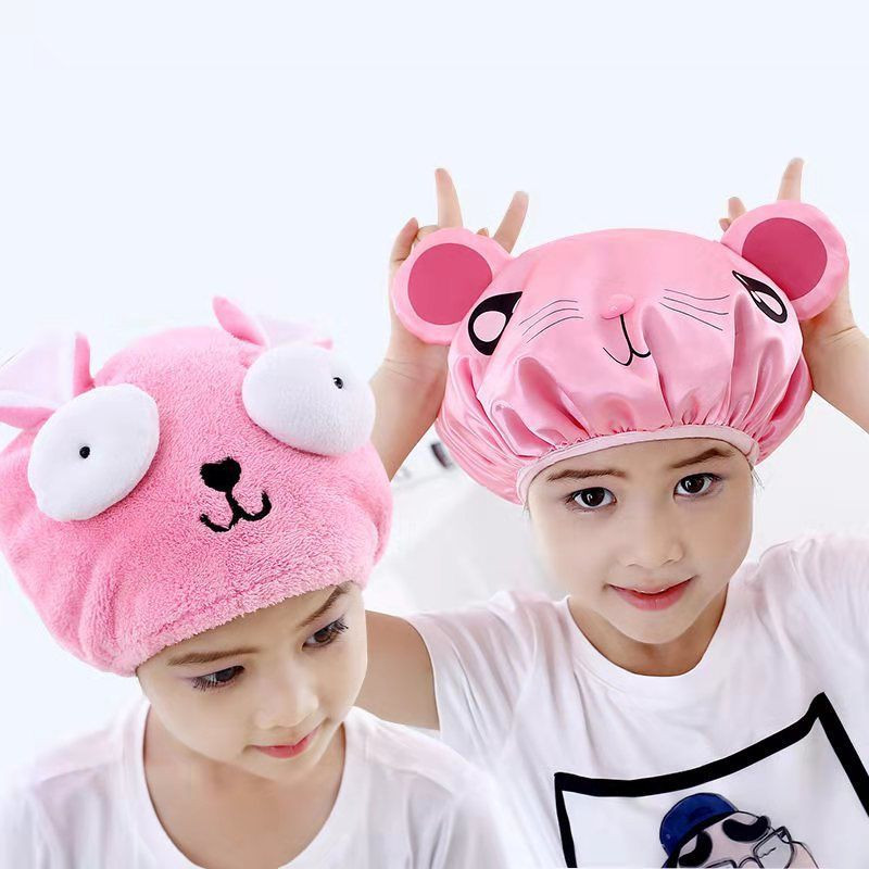 Karikatūras dušas cepure Divslāņu ūdensnecaurlaidīga satīna gudra mazgāšanas cepure bērnu vannas vāciņa galvas pārvalks Eva dušas cepure Radošie modeļi