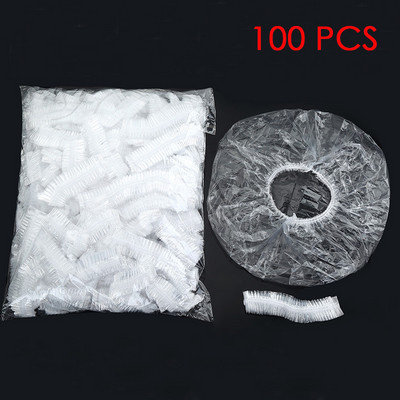 50/100 tk ühekordselt kasutatav dušikork PE elastsed veekindlad mütsid hotelli kodu dušš vannis dušikorgid ilusalong värvimine juustele läbipaistev kork