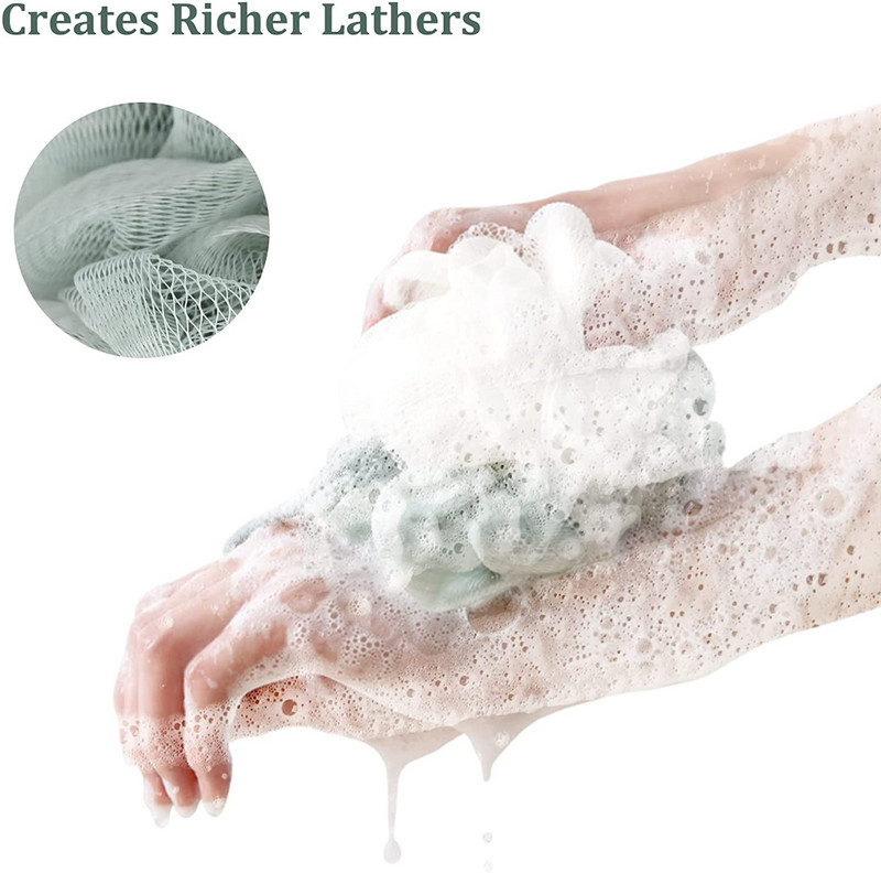 Soft Shower Puff Bath Sponge dušas lufas Pouf Ball kokogļu sieta ķermeņa skruberis eksfoliators ķermeņa mazgāšanai vannas istabas piederumiem