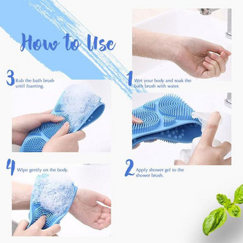 Strip Silicone Bath Body Brush Scrub Massage Long Back Mud Peeling Rubs Skin Clean Exfoliate Shower Gadget Dropshipping