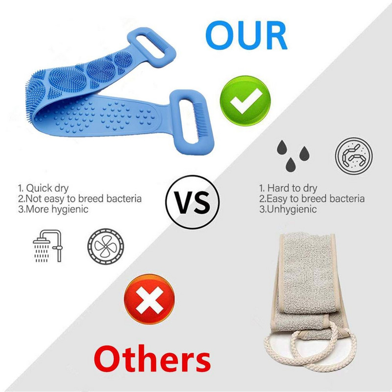 Strip Silikona Vannas Ķermeņa Suka Skrubis Masāža Garās Mud Dūņu Pīlings Berzes Ādas Attīra Exfoliate Dušas Gadget Dropshipping