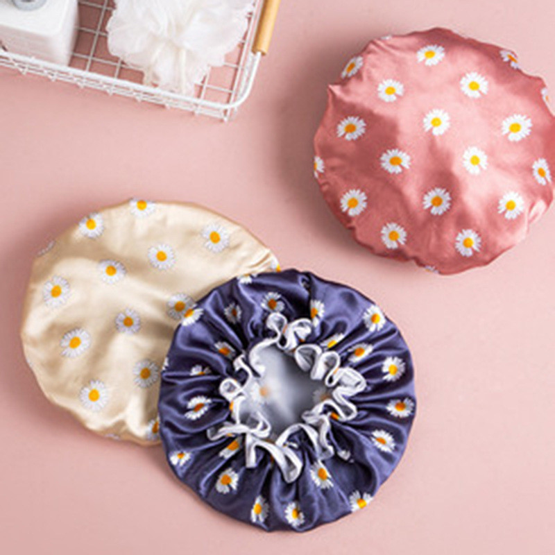 Bieza 1 gab. Ūdensnecaurlaidīga vannas cepure divslāņu dušas matu pārklājs sievietēm Piederumi dušas vāciņš Vannas istabas piederumi