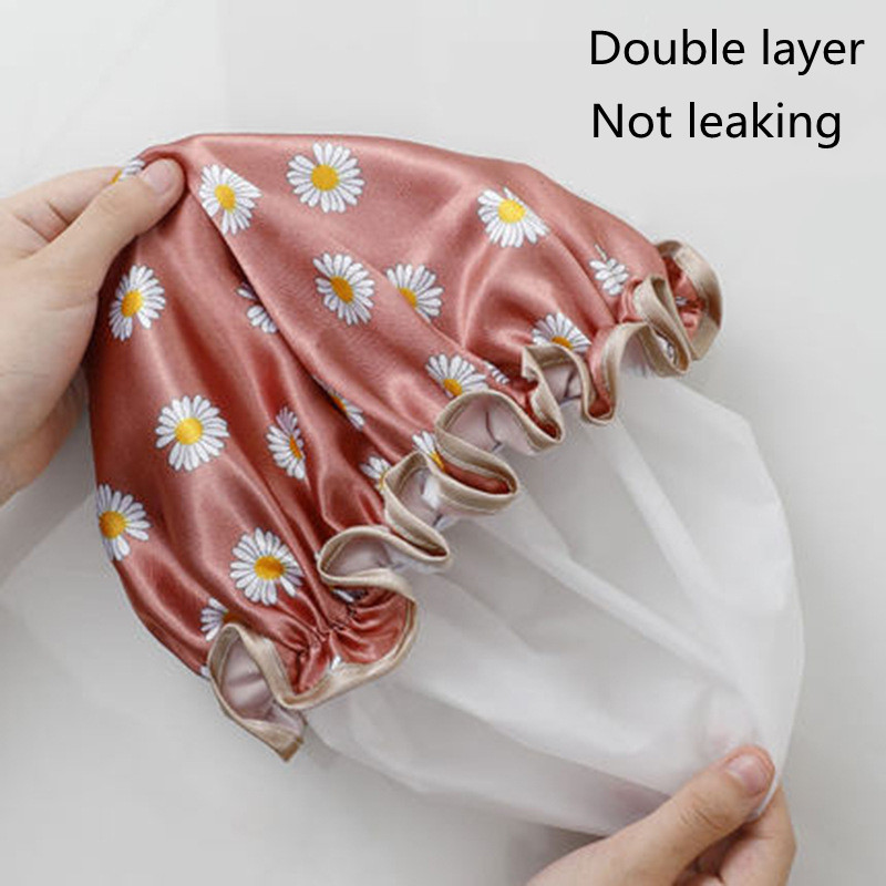 Bieza 1 gab. Ūdensnecaurlaidīga vannas cepure divslāņu dušas matu pārklājs sievietēm Piederumi dušas vāciņš Vannas istabas piederumi