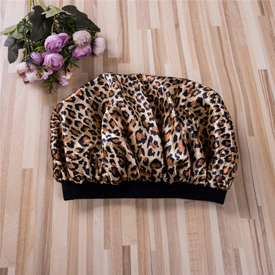 Jauki sieviešu, satīna guļamcepure ar ziedu/leoparda salonu bonnets nakts cepure elastīga josla matu izkrišanas ķīmijas cepures, nakts miega galvas vāks