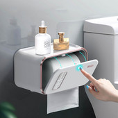 Pie sienas stiprināms vannas istabas tualetes papīra turētājs papīra salvešu kastīte, plastmasas tualetes dozators rullopapīra uzglabāšanas kaste, bezmaksas caurumošana