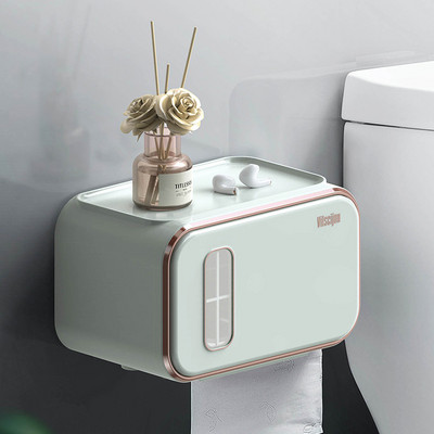 Pie sienas stiprināms vannas istabas tualetes papīra turētājs papīra salvešu kastīte, plastmasas tualetes dozators rullopapīra uzglabāšanas kaste, bezmaksas caurumošana