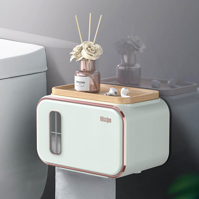 Pie sienas stiprināms vannas istabas tualetes papīra turētājs papīra salvešu kastīte, plastmasas tualetes dozators rullopapīra uzglabāšanas kaste, bezmaksas caurumošana