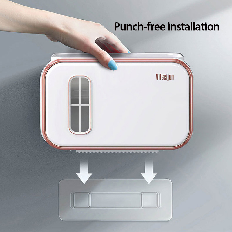 Pie sienas stiprināms vannas istabas tualetes papīra turētājs papīra salvešu kastīte, plastmasas tualetes dozators rullopapīra uzglabāšanas kaste, bezmaksas caurumošana