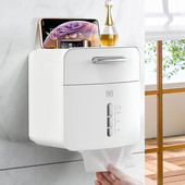 Papīra dvieļu dozators tualetes papīra turētājs ūdensnecaurlaidīgs auduma kastīte, sienas plastmasas stiprinājums uzglabāšanas plaukts, plastmasas vannas istabas izstrādājums