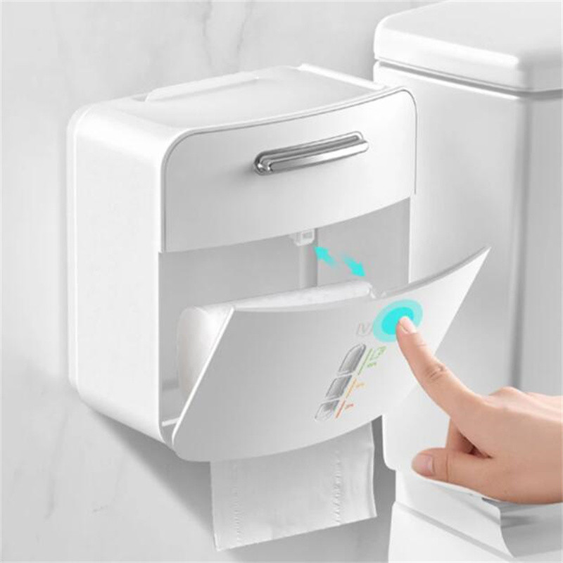 Papīra dvieļu dozators tualetes papīra turētājs ūdensnecaurlaidīgs auduma kastīte, sienas plastmasas stiprinājums uzglabāšanas plaukts, plastmasas vannas istabas izstrādājums