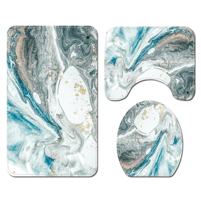 Vannas istabas vannas paklāja komplekts ar ūdensnecaurlaidīgu dušas aizkaru zili pelēks marmora dušas paklājs vannas paklājs vannas istabas tualetes grīdas paklājs