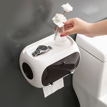 Държачи за тоалетна хартия Водоустойчиви прахоустойчиви Творчески мултифункционален перфоратор Кутия за съхранение на кърпички, монтирана на стена Аксесоар за баня
