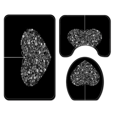 Zeegle Love Heart Print Zavjesa za tuš Zavjesa za kupaonicu Set prostirki za WC U tip Podnožje Tepih Neklizajući Otirač za WC Pribor za kupanje