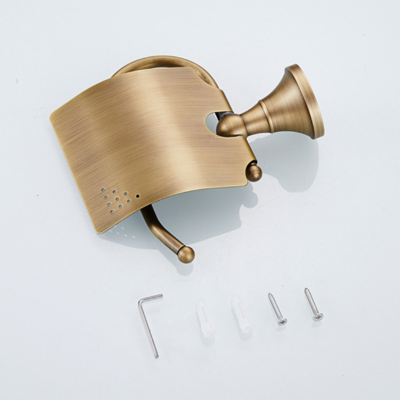 Antīka misiņa krāsas vannas istabas tualetes dvieļu papīra turētājs pie sienas Luksusa klasiskās vannas istabas aksesuāri salvešu rullīšu papīra kaste