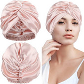 100 Mulberry Silk Turban Bonnets Sievietēm Twisted Sleeping Night Cap 19 Momme Pure Silk Hair Wrap Cap Forly Ladies Headwrap