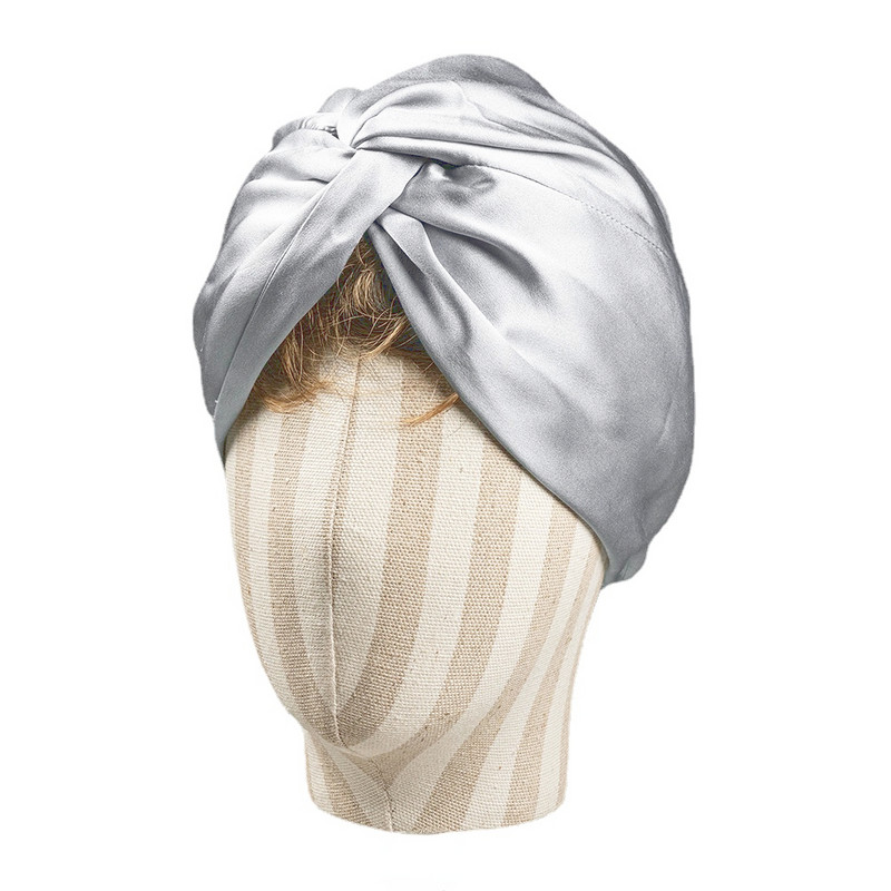100 Mulberry Silk Turban Bonnets Sievietēm Twisted Sleeping Night Cap 19 Momme Pure Silk Hair Wrap Cap Forly Ladies Headwrap