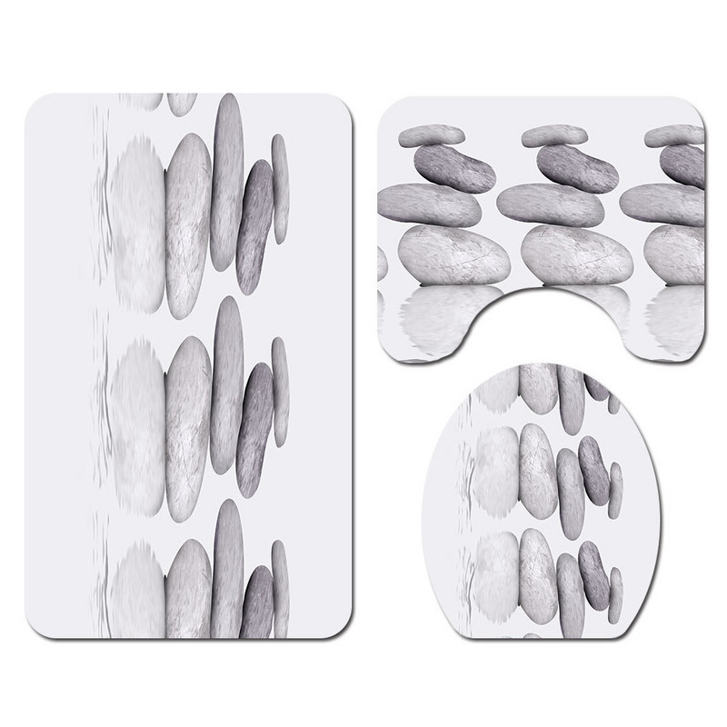 Moderna stila vannas paklājiņš un dušas aizkaru komplekts Neslīdošs vannas istabas grīdas paklājiņš, absorbējošs tualetes sēdekļa pārklāja paklājiņš, mikrošķiedras tualetes paklājiņš