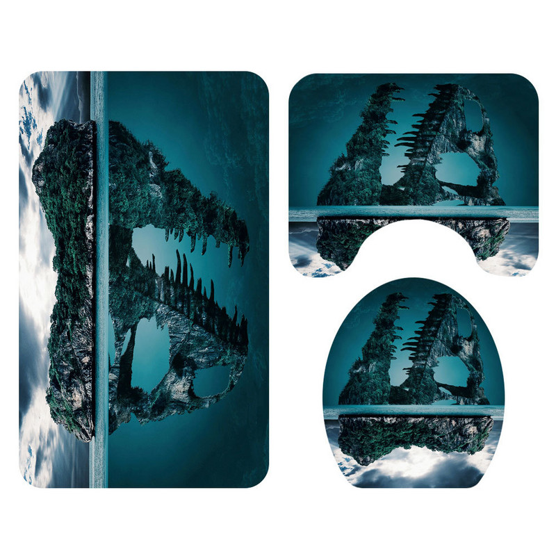 Set prostirki za kupanje sa slikovitim uzorkom pastoralnog stila s vodootpornom zavjesom za tuš Upijajuća podna prostirka za WC Podna prostirka za kupaonicu Tepisi za kupaonicu