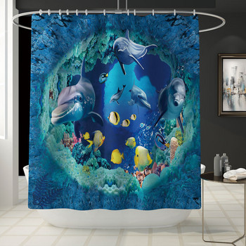 Sea World Pattern Подложки за баня Килим за душ Килим Комплект за баня със завеса за баня Фланелена подложка за баня Подложка за крака в банята