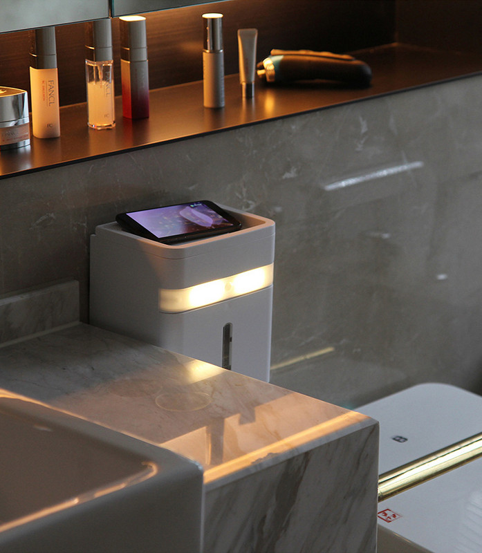 Zidni držač toaletnog papira s indukcijskim svjetlom Višenamjenski stalak za pohranu Vodootporni držač toaletnog papira Kupaonski pribor