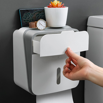 Κουτί χαρτομάντηλου τουαλέτας Διάτρητη δωρεάν χάρτινη θήκη σε ρολό Αδιάβροχη ράφι μπάνιου Επιτοίχια βάση αποθήκευσης κουζίνας