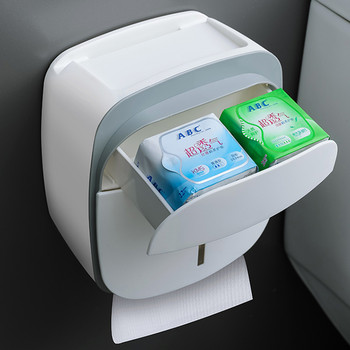 Кутия за тоалетни кърпички Перфорирана безплатна монтирана на стена кутия за хартия Водоустойчива стойка за баня Стенен кухненски държач за съхранение
