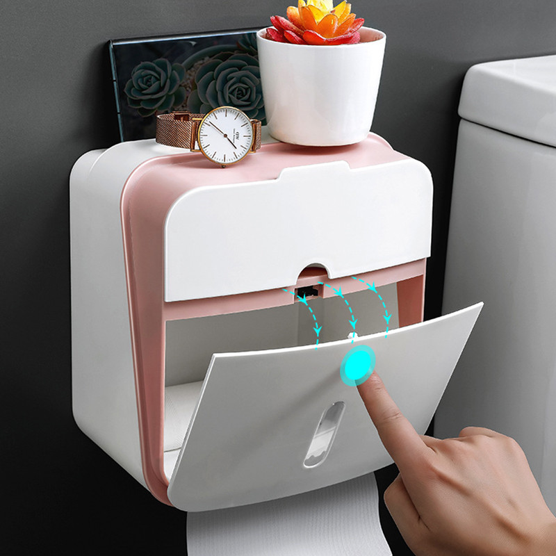 Tualetes salvešu kaste, perforēta, brīva sienas stiprināma rullopapīra futrālis, ūdensnecaurlaidīgs vannas istabas plaukts pie sienas stiprināms virtuves glabāšanas turētājs