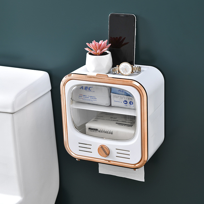 Vodootporni zidni držač toaletnog papira za kupaonicu Svjetlo Luksuzna polica za papirnate ručnike Kupaonski pribor Kutija za toaletni papir Ecoco Organize