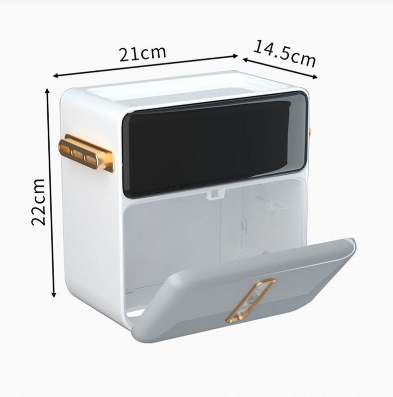 Vodootporna zidna prijenosna kutija za pohranjivanje toaletnog papira bez bušenja, stalak za rolu papira kutija s ladicama kupaonica