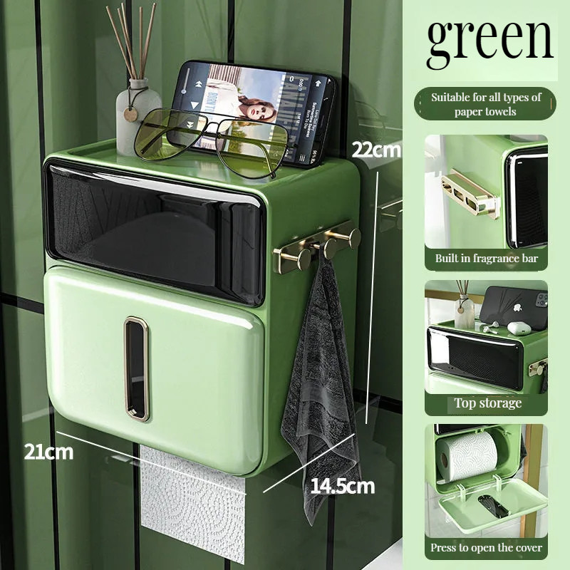 Vodootporna zidna prijenosna kutija za pohranjivanje toaletnog papira bez bušenja, stalak za rolu papira kutija s ladicama kupaonica
