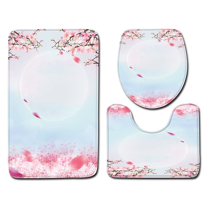 Valentīndienas stila vannas paklājiņš vannas istabā Tualetes sēdekļa spilvens Mājas noformējums Ūdensnecaurlaidīgs pēdu paklāja komplekts vannas istabas paklājā