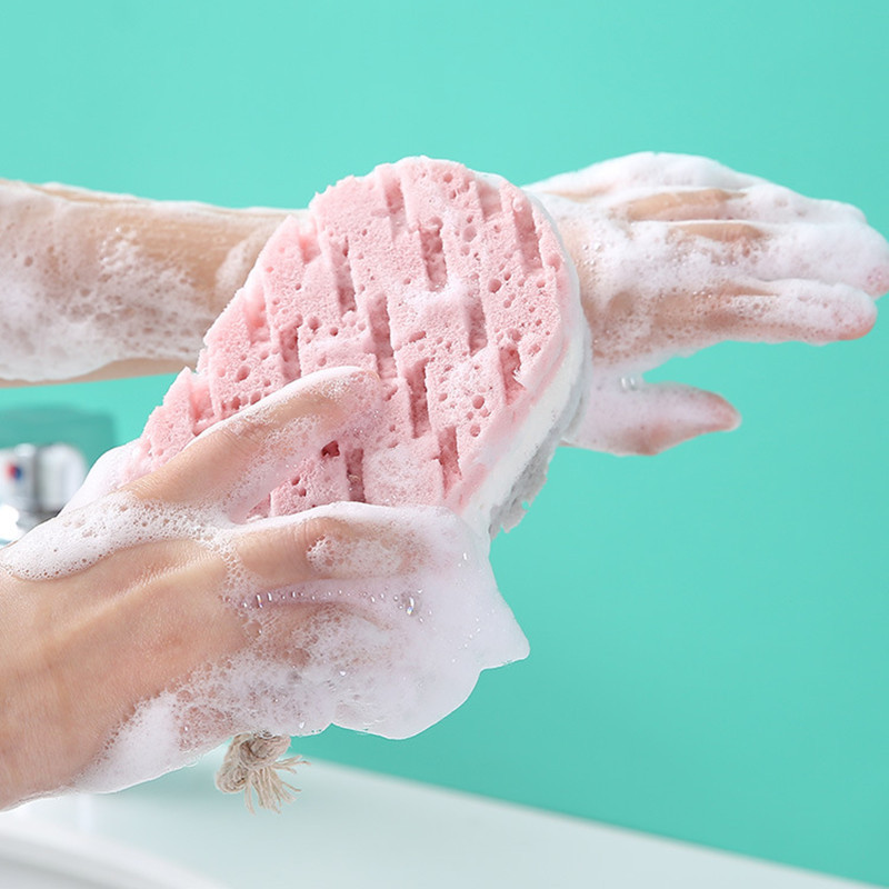 Vannas sūkļa birste dušas ādai tīra masāža, mīksta SPA putu atmirušās ādas noņemšanas līdzeklis, mitrinošs skruberis bērniem pieaugušajiem, virvju turētājs