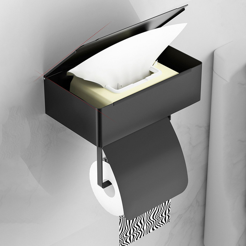 Držač role toaletnog papira s policom Držač toaletnog papira bez bušenja s kutijom za vlažne maramice Držač toaletnog papira za kupaonicu