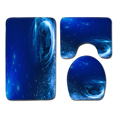 Tualetes paklājiņš vannas istabā Ūdensizturīgs pretslīdošs pēdu paklāja komplekts Gradient Stripes Print Vannas paklājiņš Mājas apdares paklājs